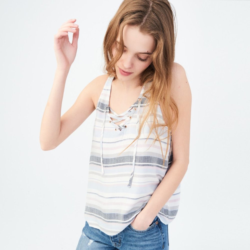 ✨HP✨Aeropostale Striped Lace-Up Tank Top